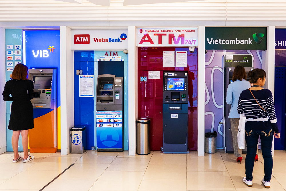 Withdrawing cash from a Vietnamese ATM – convenient and widely available across the country